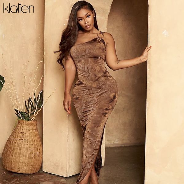 

fashion print one shoulder strap long dress for women 2021 summer new simple beach vacation maxi dress female, Black;gray