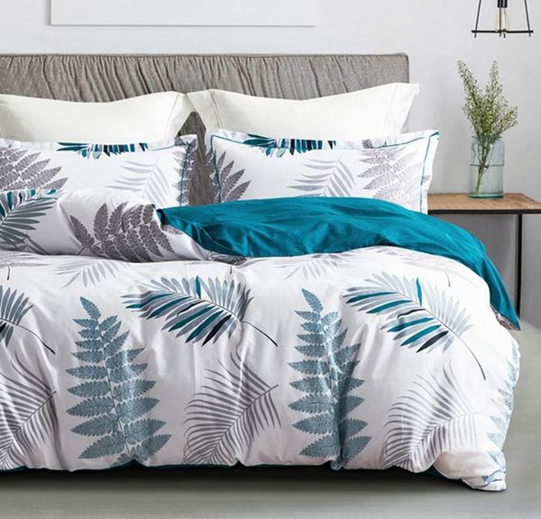 

bedding sets set  king quilt covers bedclothes nordic leaf printed bed linen sheet plaid duvet cover 240x220 single doubl