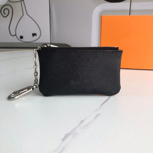 2021 Mode Damen Herren Geldbörse Schlüsselanhänger Kette Kreditkarteninhaber Braun Mini Reißverschluss Brieftasche Tasche mit Box LB138