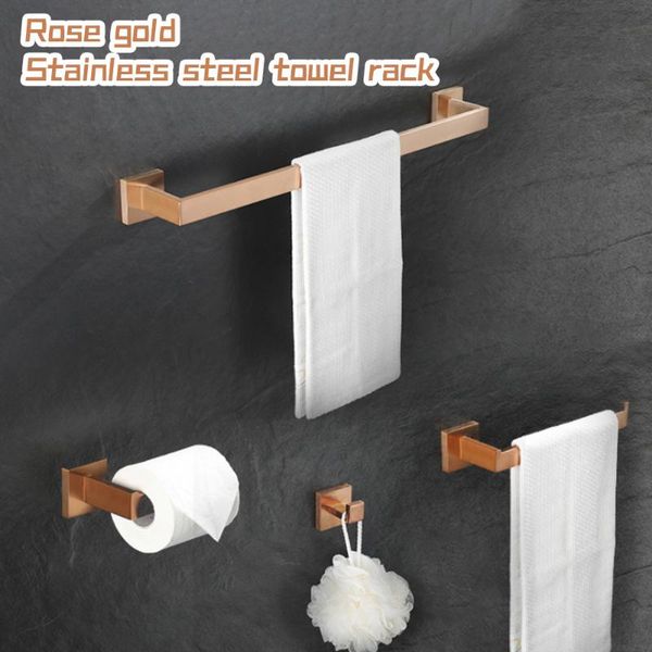 

bath accessory set bathroom organizer hanger towel bar paper holder wall mount luxury rose gold hanging hook installation tool included