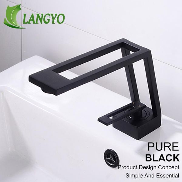 

bathroom sink faucets langyo curved basin faucet deck mount black single handle & cold mixer water taps