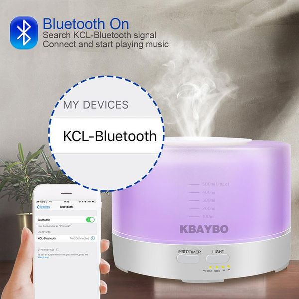 

ultrasonic air aroma humidifier with 7 color led lights change and connect bluetooth play music electric aroma diffuser quiet