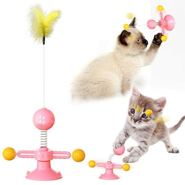 

cat toys funny toy turntable stick pet windmill portable feather spring interactive puzzle training supplies