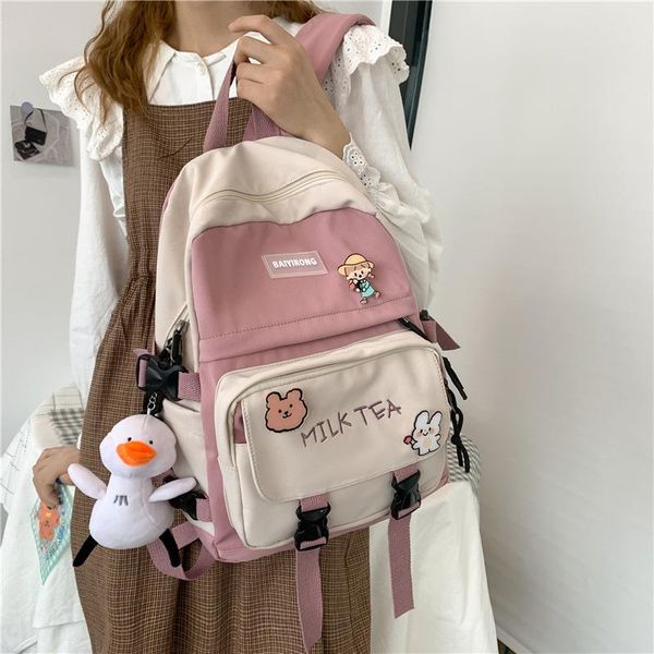 

backpack kawaii women waterproof nylon buckle rucksack cute school bag travel mochila for teenage girl bookbag bags