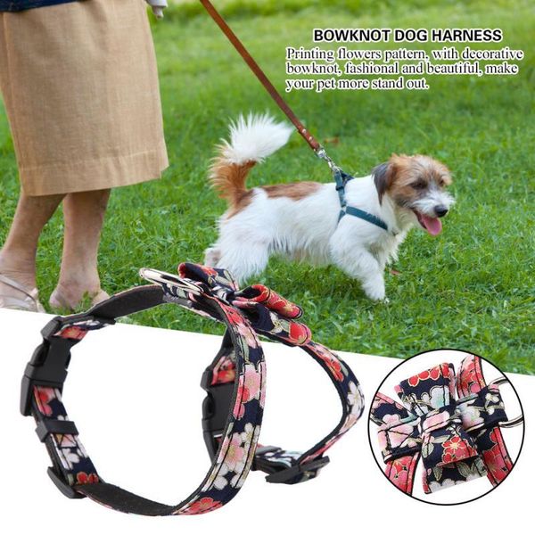 

dog harness bowknot adjustable soft bow tie puppy vest strap lead pet walking hand strap dog supplies