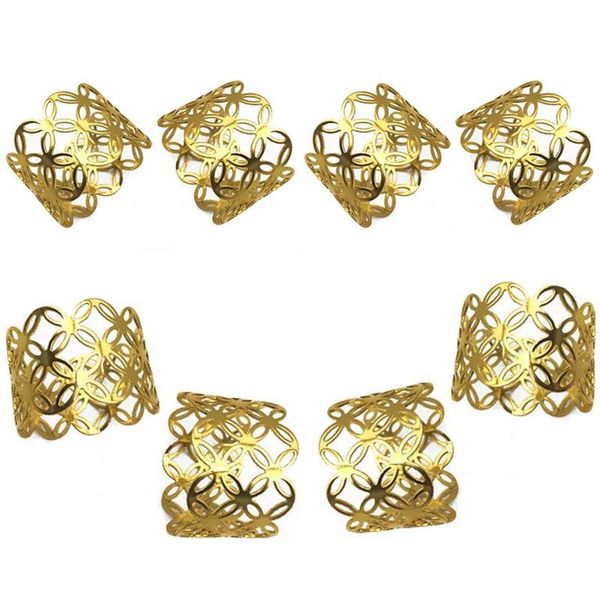 

napkin rings ring 8-piece metal holder party table decoration geometric hollow design gold geometry
