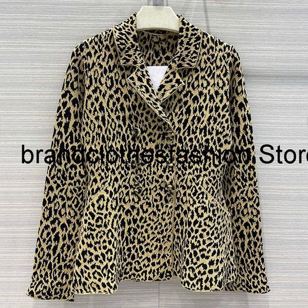

women's jackets fashion knit blend 76% viscose leopard jacket women lapel long sleeve double breasted coat lady 2021 autumn, Black;brown