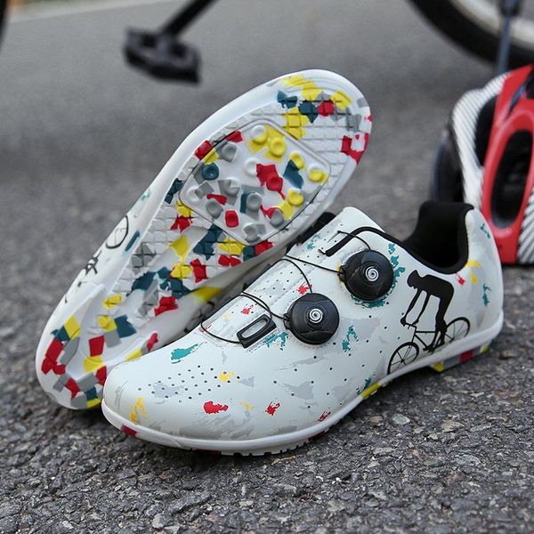 Bisiklet Ayakkabı Erkekler Graffiti Ayakkabı Unisex Lastik Sole Yol Bisiklet Triatlon Profesyonel Nefes Alabilir Bisiklet Binicilik Spor Sneaker 36-46