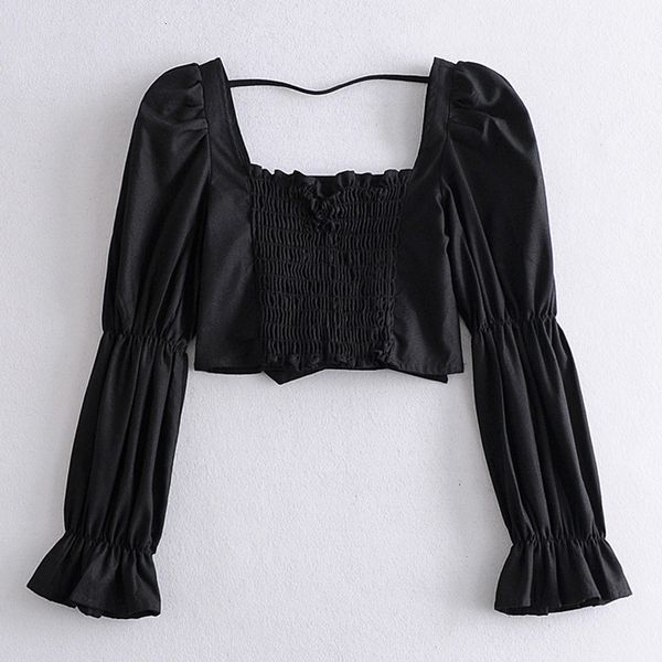 

2021 new women spring autumn long-sleeved retro love elasticated back bow square collar pullover lady fashion outerwear hszz, White