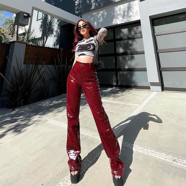 

women's pants & capris autumn winter woman leather leggings female casual pu warm trousers ladies slim fit high waist trouser a120, Black;white