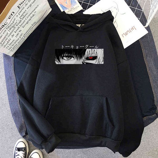 Tokyo Ghoul Kaneki Ken Eyes Hoodies Japan Anime Print Pullovers Mujeres Hoodie Loose Hip Hop Sudadera Punk Streetwear Harajuku X0721