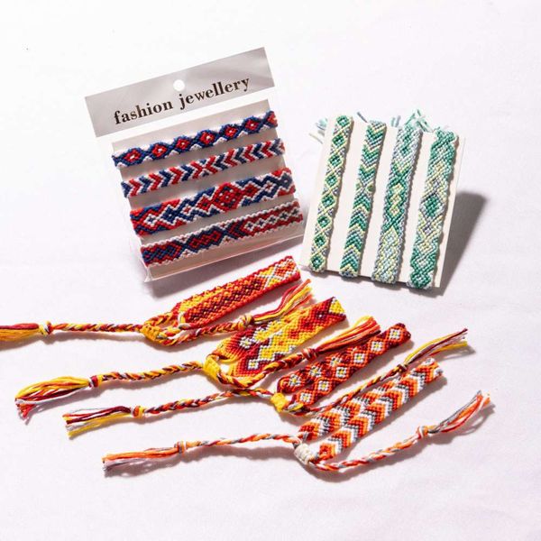 

bracelet four sets of colorful nepalese national style hand woven bracelet friendship bracelet can be used as watch strap, Golden;silver