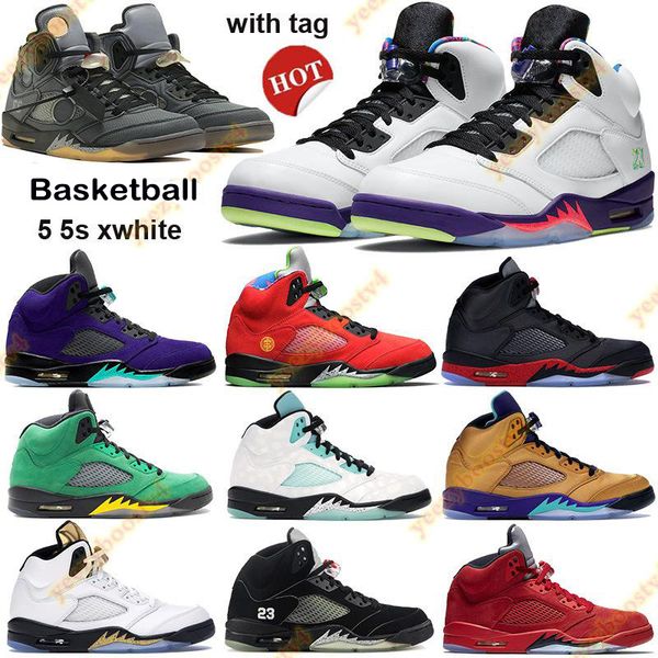 

new 5 5s xwhite black muslin alternate bel men women trainers what the island green fire red silver tongue 2020 sneakers tag