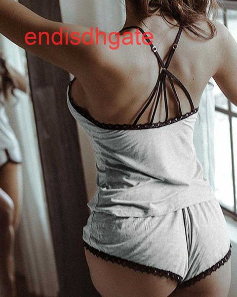 

wear summer home 2020 two piece new women's suspender lace pajamas, Black;white