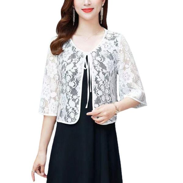 

women's jackets white black red blue wine women summer 3/4 sleeve shrug lace bridal cape jacket elegant wraps beach shawl bolero, Black;brown