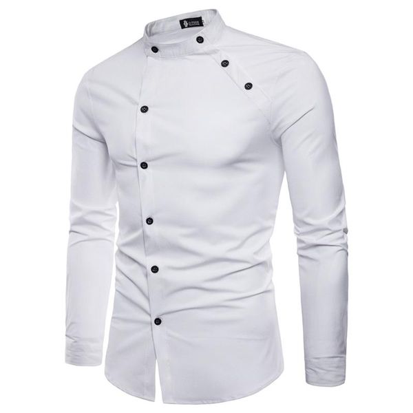 

men's casual shirts 2021 solid vintage shirt long sleeve slim fit plus size button men lapel male social dress blouses, White;black