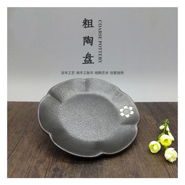 

1pcs japanese ramen soup bowl stoneware dish vintage black gold lotus leaf dinner plate kitchen accessories size available