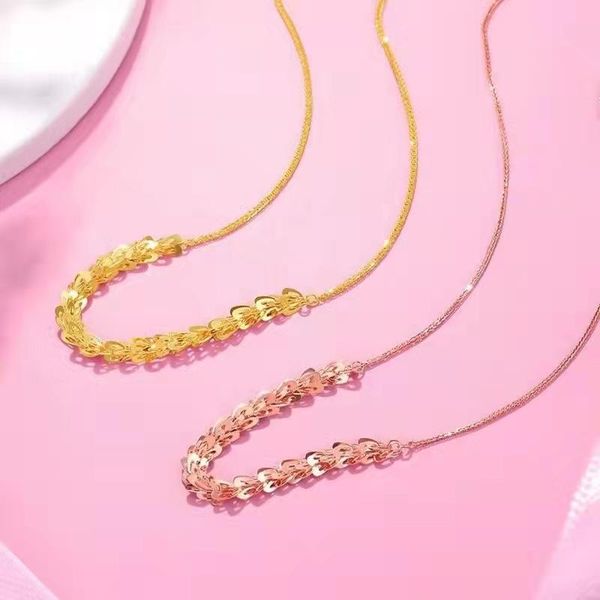 Correntes Pofunuo Real 18K colar de ouro puro AU750 Phoenix Tail Chain Caseded Gift for Women