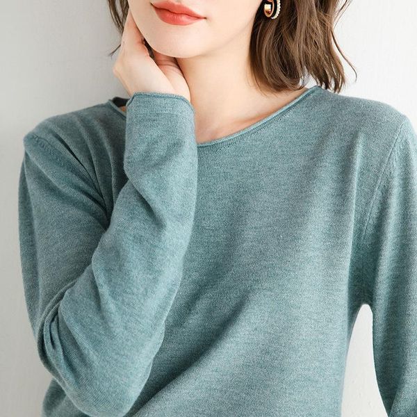 

women's sweaters cashmere autumn and winter round neck pullover loose all-match solid color sweater bottoming, White;black