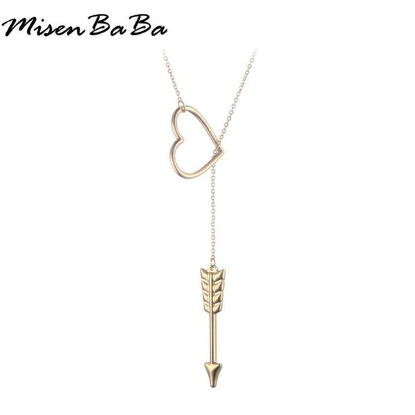 

pendant necklaces vintage stainless steel heart necklace women gold color arrow choker jewelry, Silver