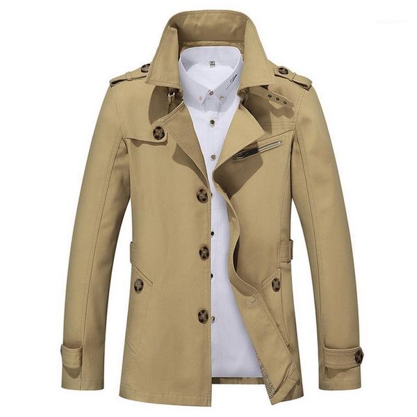 

men's trench coats 2021 men autumn business casual male outdoor long lapel windbreaker lightweight jackets coat brand outwear, Tan;black