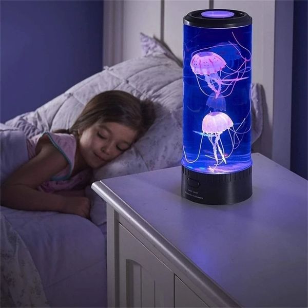 L'Hypnoti Jellyfish Aquarium Seven Color Led Ocean lampada decorativa lanterna per la camera da letto Desktop Night Light Y200917247O