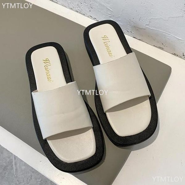 

slippers summer home women simple black white shoes non slip slides flip flops indoor platform zapatillas mujer casa 2021