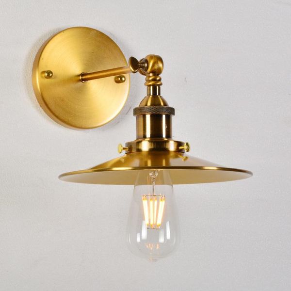 

wall lamp 5pcs american vintage bronze restaurant bar cafe tea nightclubs iron lights unbrella copper plated gold shade deco maison