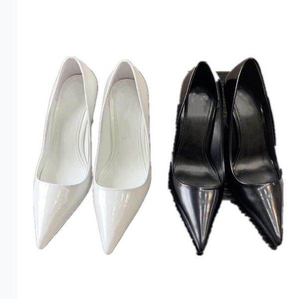 

fashion trendy wide heel high dress shoes sandals pointed toe casual black white