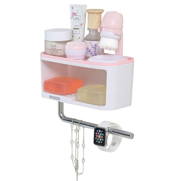 

bathroom storage & organization plastic seamless double grid rack multi-function home soap towel roll paper hanging debris