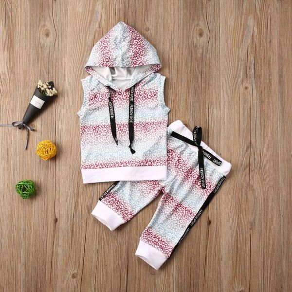 

baby & children's 1-3y kid baby girls clothes sets hooded sleeveless print vest +shorts sports outfits, White