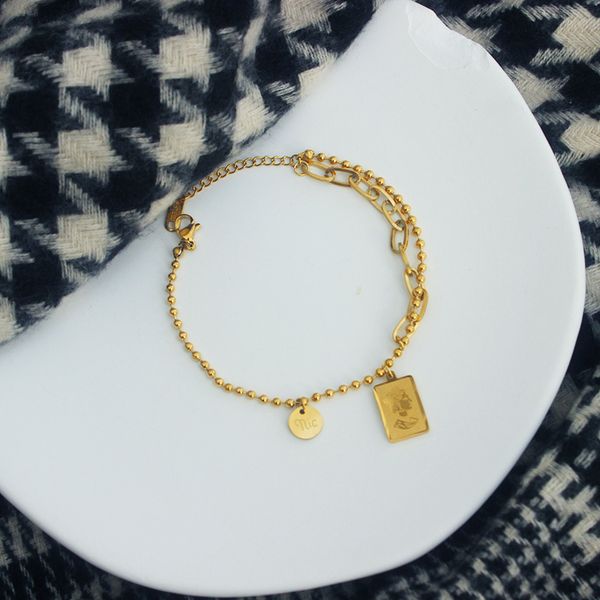 

queen's head brand ti-tanium steel bracelet nice french ins blogger main style ele feminine gentle hand ornament, Black