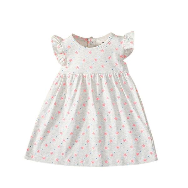 

newborn infant baby girls dress floral print flying sleeve dress short sleeve casual clothes polka dot floral princess, Red;yellow