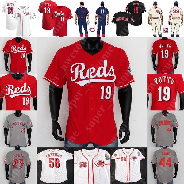 

joey votto jersey aristides aquino eugenio suarez nicholas castellanos nick senzel luis castillo trevor bauer michael lorenzen jesse winker, Blue;black