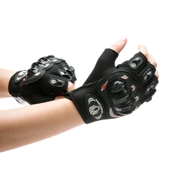 

cycling gloves bicycle riding hand protection mittens motorcycle elastic warrior style anti-collision half finger road mtb, Black