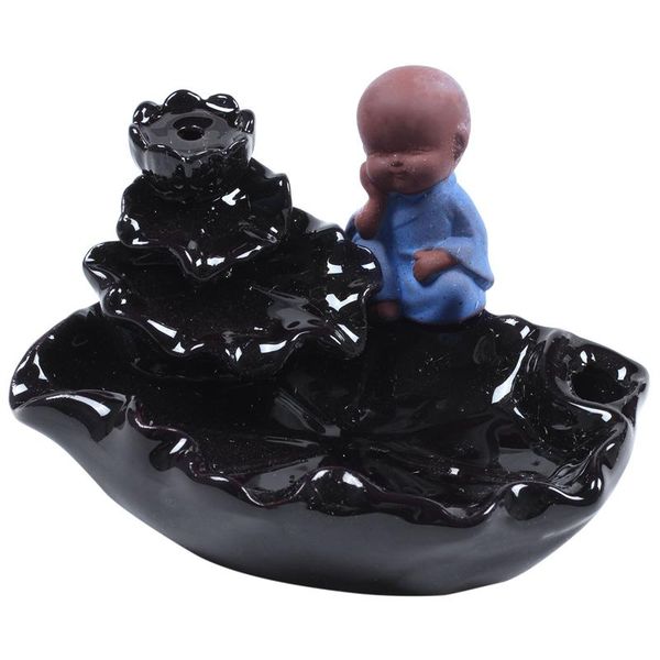 

fragrance lamps little monk backflow incense burner home decoration creative ceramic cone waterfall holder buddhist censer