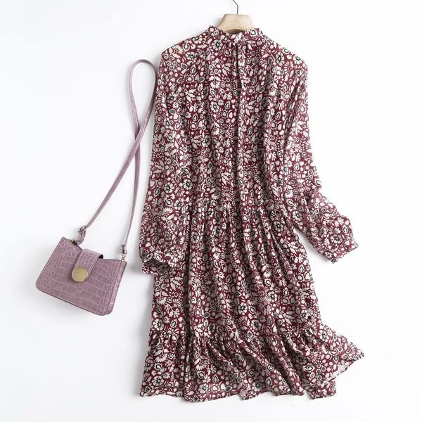 

2021 new women flowers print spring long sleeve sweet es vestidos g3kx, White