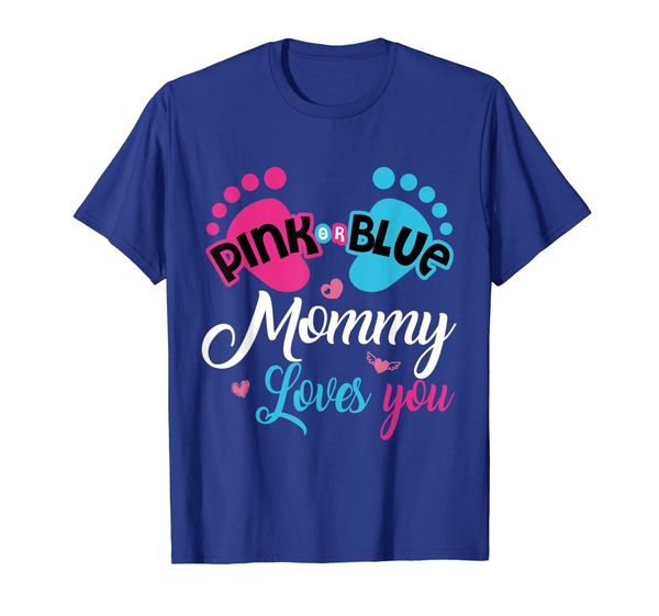 

pink or blue mommy loves you gender reveal shirt, White;black