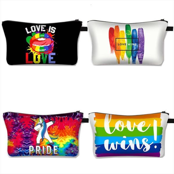 

lgbt rainbow cosmetic love wins bag women makeup gay lesbian case ladies fashion pouchs toiletries organizer bags