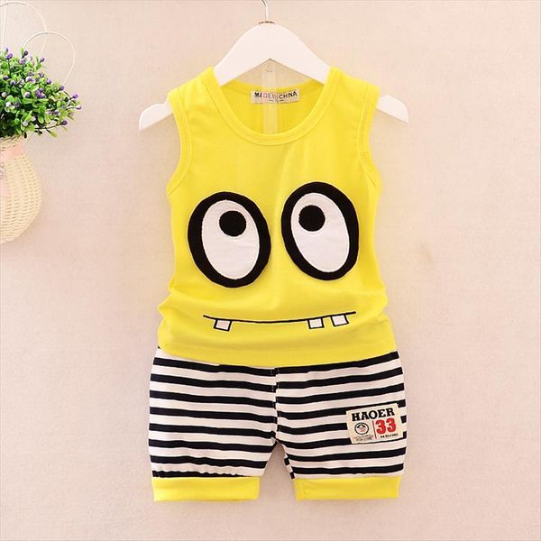

summer childrens clothing vest and shorts suits boys set cotton products kids for 2 pieces suit clothes, White