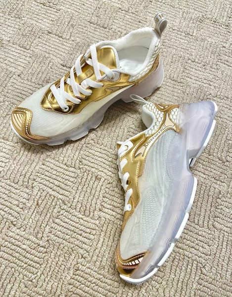 

popular 22s/s vibe men women sneakers shoes white mesh silver gold-tone leather lace up outdoor sports casual walking eu35-44.with box, Black