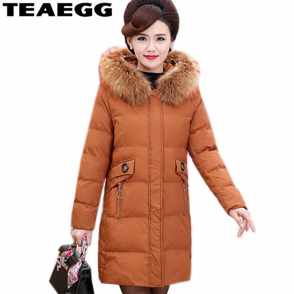 

teaegg thick winter jacket woman warm faux fur collar women's coats chaquetas invierno mujer plus size parka women jacketsal14931, Black