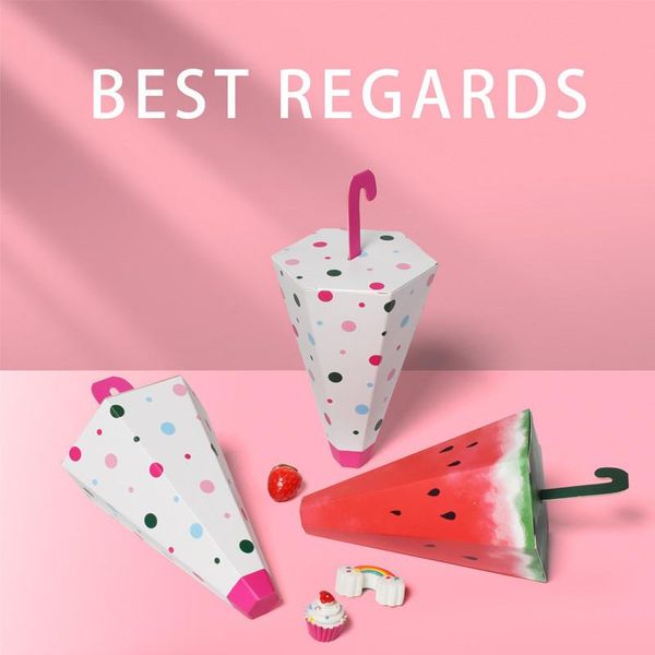 

gift wrap 10cps creative cartoon umbrella candy box snack packaging color wave point boxes