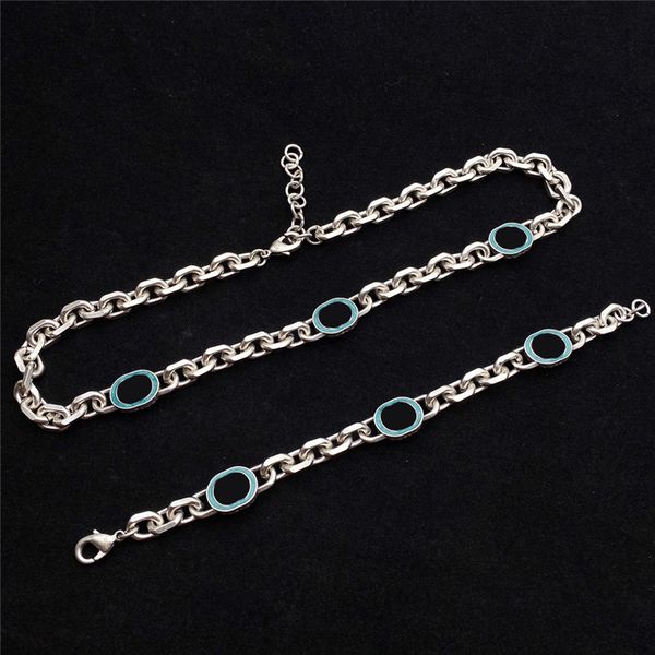 

accessories bracelet, earrings & necklace luxury enamel chain bracelet set women designer letter s steel seal bracelets jewelry gift box, Silver
