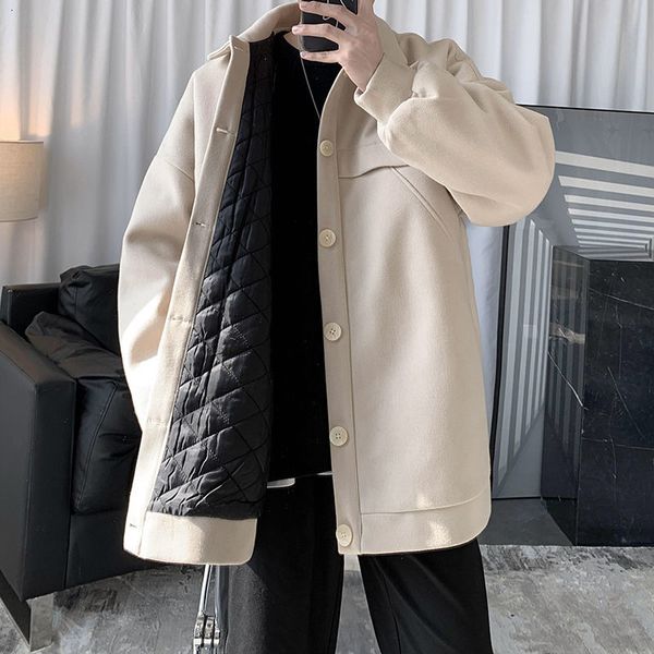 

2021 new winter plus cotton thick jacket men's warmth fashion casual lapel men wild loose korean short coat jackets mens clothes 2kk4, Black