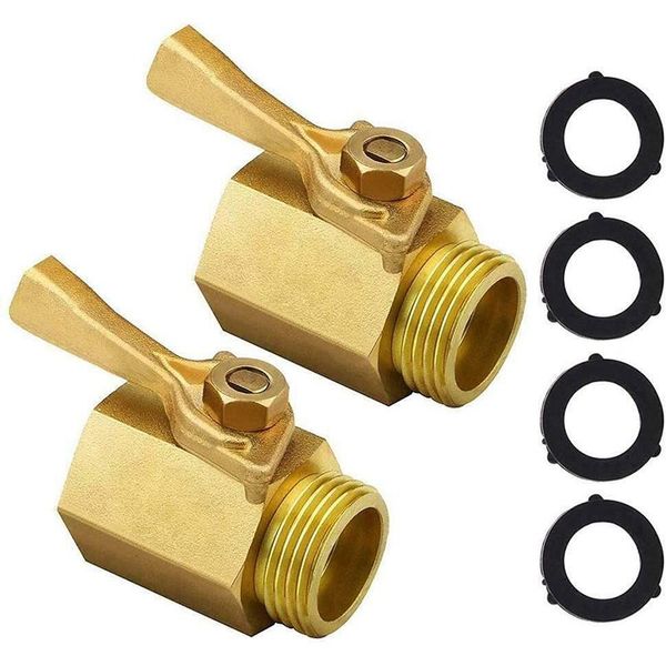 

heavy duty brass shut off valve- 3/4 inch solid garden hose shut off valve fit all garden hose connector-set of 2&4
