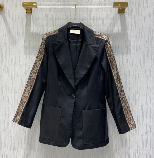 

22ss Women's Suits & Blazer early spring fashion classic suit jacket designer letter ribbon splicing Lapel lady top high quality, White;black