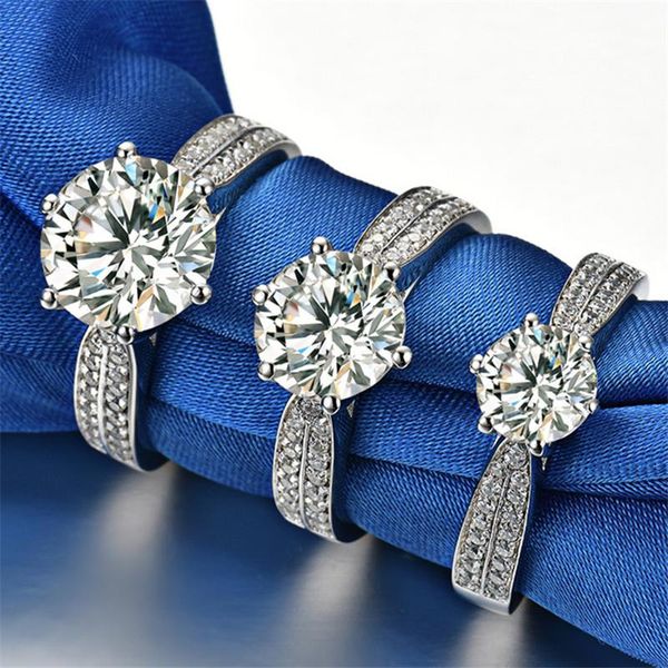 

cluster rings extremely white d color silver 925 1-3 star queen moissanite ring diamond test past round brilliant cut gemstone, Golden;silver