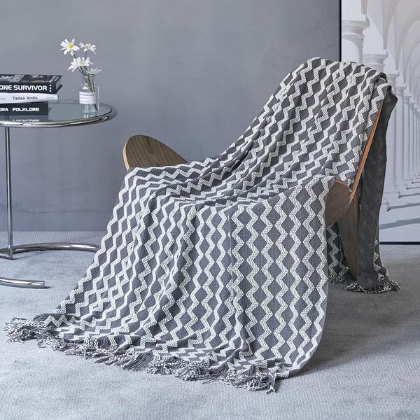

blankets japan knitted blanket soild color plaid stripe soft acrylic cotton office ac outdoor with tassels travel shawl
