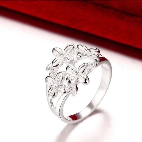 

womem's four leaf clover sterling silver plated rings size 7 dmsr763,new 925 silver plate finger ring jewelry rings, Golden;silver